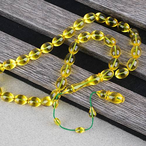 Eski Heykel Obje Osmanl� Ate� Kehribar Beyzi Kesim 8x11mm Tesbih