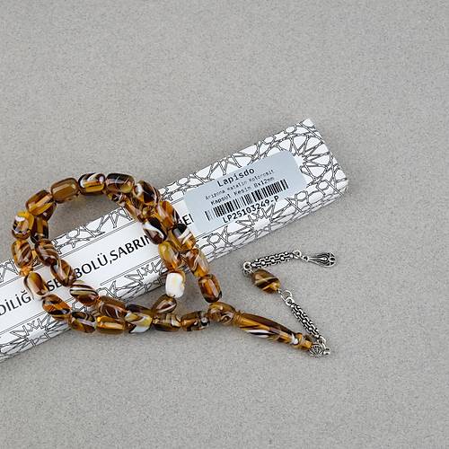 Arizona Katalin Alpaka P�sk�l Kaps�l Kesim 8x12mm Tesbih- Kahverengi Sar�