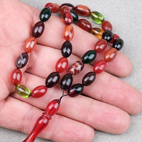 S�kma Kehribar Beyzi Kesim 7x11mm Tesbih- Bonibon