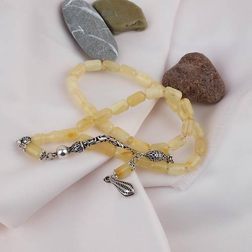 Rus Damla Kehribar 925Ayar G�m�� P�sk�l Kaps�l Kesim 6.5x10mm Tesbih