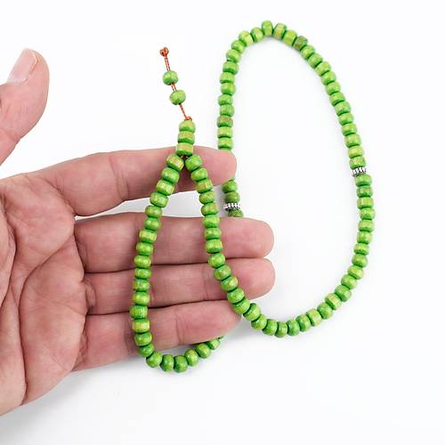 Aa Yeil Habbe 99luk Tekerlek Kesim 6.5x5mm Namaz Tesbihi