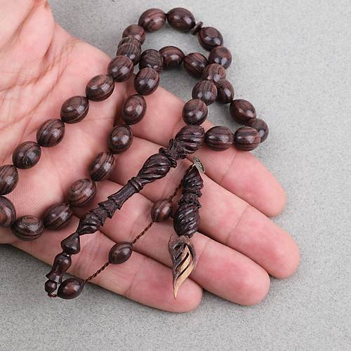 Kral A�ac�  Usta ��i �mzal� �zel El ��i Oyma �mame ve Hitame Beyzi Kesim 9x12mm Tesbih