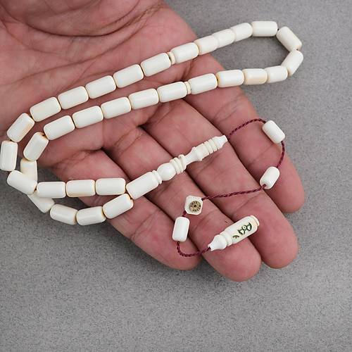 Kadim Katalin Eski Obje Mahjong Ta�� Usta ��i �mzal� Kaps�l Kesim 6x11mm Tesbih-Beyaz