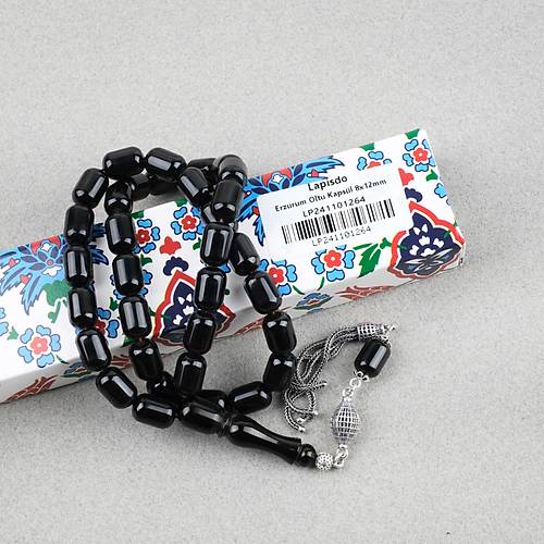 Erzurum Oltu 925Ayar Gm Pskl Kapsl Kesim 8x12mm Tesbih