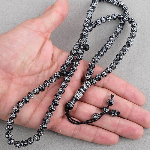 Hac Umre Hediyelik Ta�l� 99luk 7mm Tesbih - Siyah