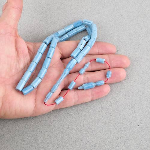 Katalin �ubuk Usta ��i Kesme Kesim 7x12mm Tesbih -A��k Mavi