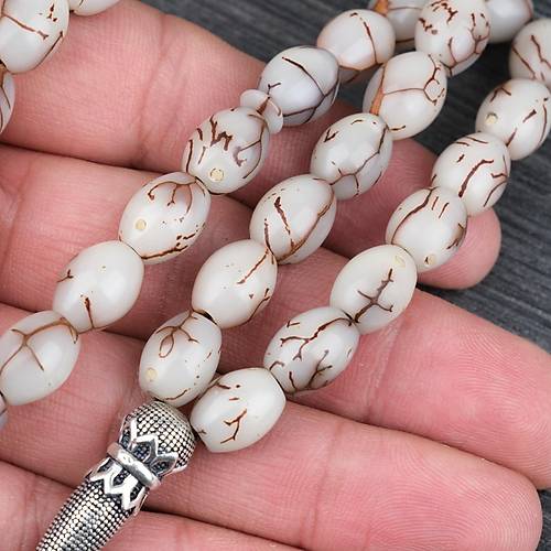 K�br�s Hurma �ekirde�i 925Ayar G�m�� �mame Beyzi Kesim 9x12mm Tesbih