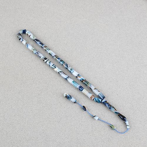 Arizona Katalin Sistemli Kesme Kesim 7x11mm Tesbih - Mavi Beyaz