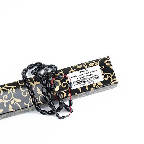 Katalin �ubuk Dinlenmi� Usta ��i imzal� Arpa Kesim 5.5x11mm Tesbih - Koyu Ye�il