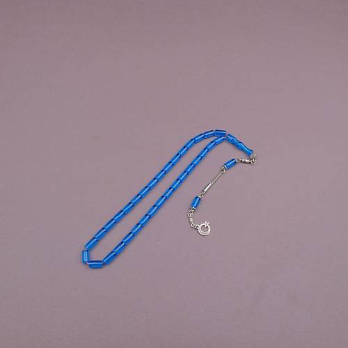 U�ak Cam� Kesme Kesim 6x10mm Tesbih Alpaka P�sk�ll� Petrol Mavisi