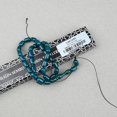 S�kma Kehribar Kaps�l Kesim 7x11mm Tesbih P�sk�ls�z- Ye�il