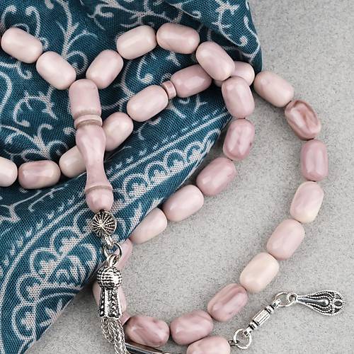 S�kma Kehribar Kaps�l Kesim Alpaka P�sk�ll� 7x11mm Tesbih