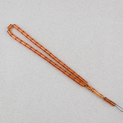 S�kma Kehribar Kesme Kesim 6x10mm Tesbih P�sk�ls�z Turuncu