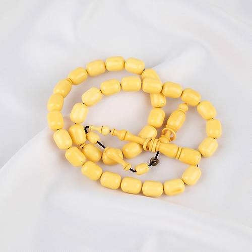 Kadim Katalin Eski Sar� Mahjon Ta�� Obje D�nem Usta ��i �mzal� Kesme Kesim 8x12mm Tesbih