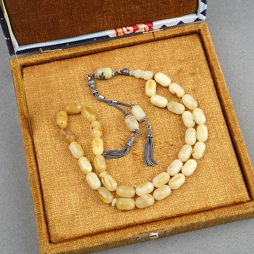 Rus Kaya Damla Kehribar 925Ayar Gm Pskl Kapsl Kesim 9x15mm Tesbih