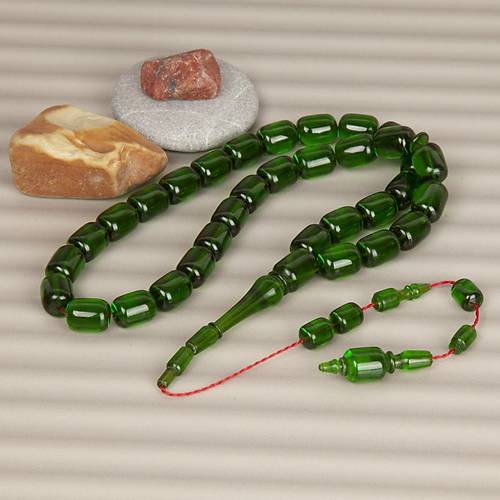 Katalin �ubuk Kaps�l Kesim 8.5x11.5mm Tesbih - �effaf Ye�il- �brahim Atasever Usta ��i