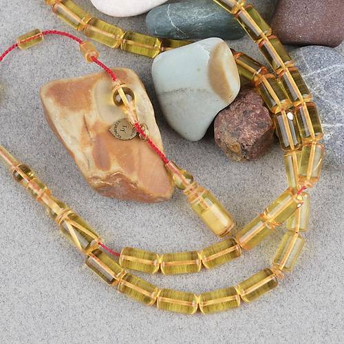 Ate� Kehribar Eski Oyun Zar Obje Patinli Bilek Boy Beyzi Kesim 5.5x10mm Tesbih