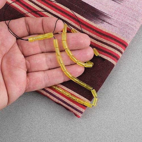 Ate� Kehribar Kesme Kesim 4x8mm Tesbih - �effaf Sar�