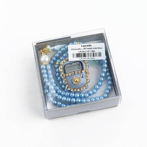 Tal Zikirmatik Elektronik Tesbih ve 99luk Namaz Tesbih Seti -Gk Mavi