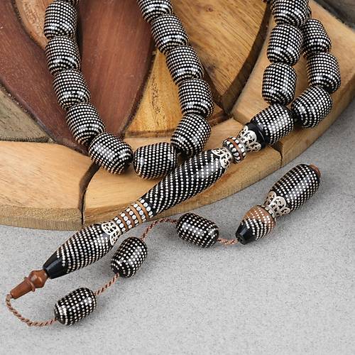 Erzurum Oltu 925Ayar Gm leme Kuka Nakka mame Usta i mzal Kapsl Kesim 10x13mm Tesbih