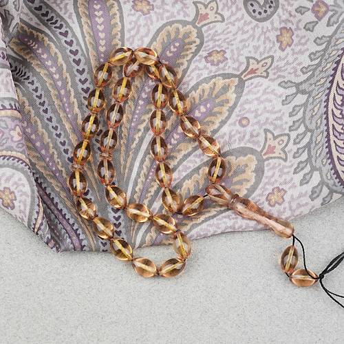 Ate� Kehribar Beyzi Kesim 7x11mm Tesbih- �effaf Bal K�p���
