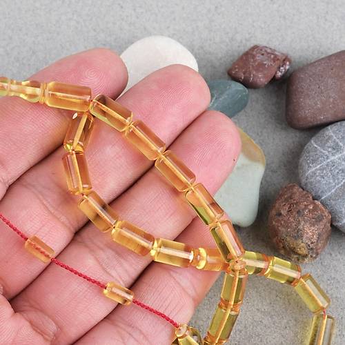 Ate� Kehribar Eski Oyun Zar Obje Patinli Bilek Boy Beyzi Kesim 5.5x10mm Tesbih