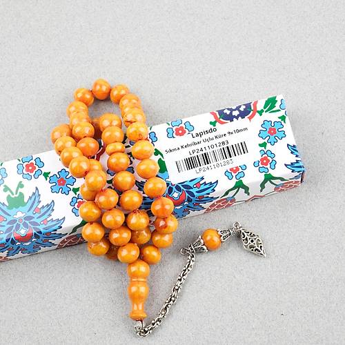 Skma Kehribar Alpaka Pskl Arabi 45lik Ulu Kre Kesim 9x10mm Tesbih