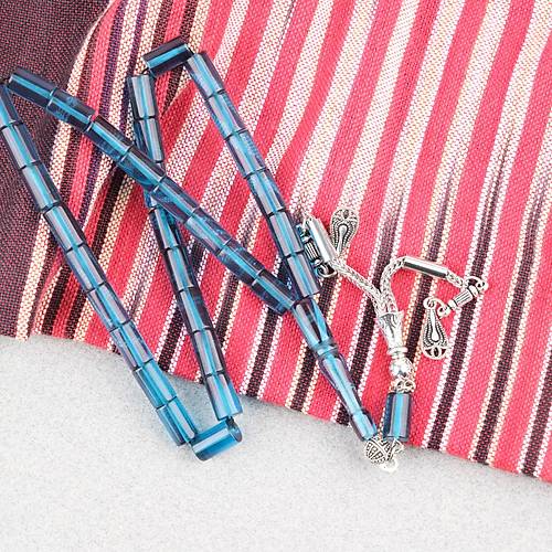 S�kma Kehribar Kesme Kesim Alpaka P�sk�ll� 6x10mm Tesbih