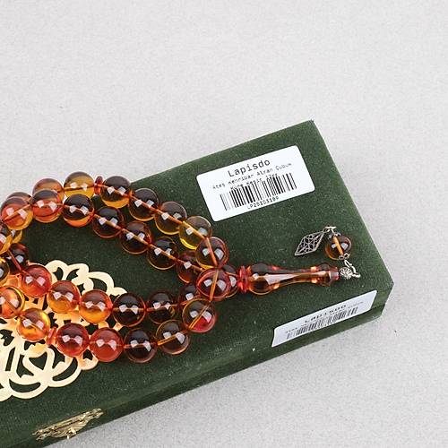 Ate� Kehribar Alman �ubuk K�re Kesim 12mm Tesbih