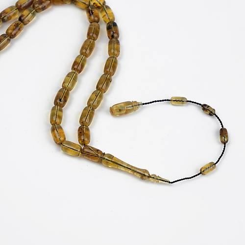 Dominik Mavi Kaya Damla Fosilli Amber Kapsl Kesim 6x10mm Tesbih