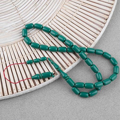 Katalin Eski Bowling Topu Obje Kaps�l Kesim 7x11mm Tebih - Koyu Ye�il