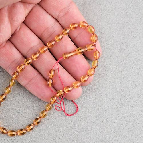 S�kma Kehribar Beyzi Kesim Bilek Boy 5x8mm Tesbih P�sk�ls�z Sar�