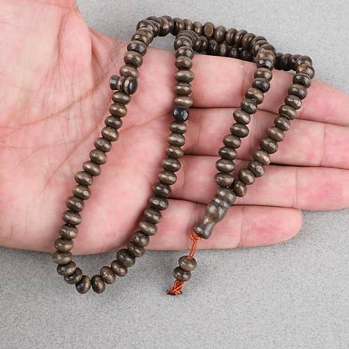 �im�ir A�ac� Renkli Vernikli 99luk Tekerlek Kesim 7x5mm Tesbih -  Koyu Kahverengi