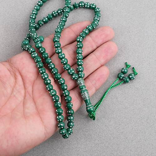 Hac Umre Hediyelik Ta�l� 99luk 7mm Tesbih - Ye�il