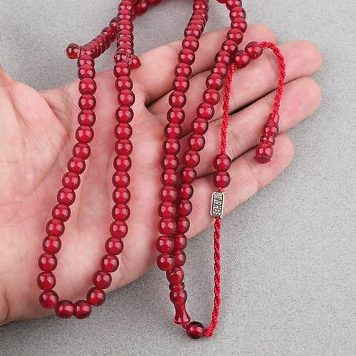 Katalin Usta ��i �mzal� 99luk Namaz Tesbih K�re Kesim 7mm Tesbih - Koyu K�rm�z�