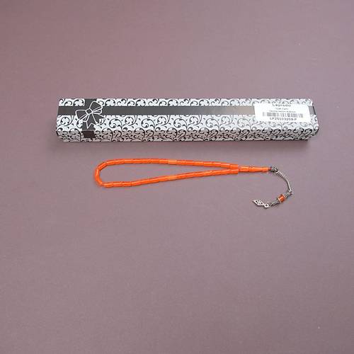 U�ak Cam� Kesme Kesim Alpaka P�sk�ll� 4x8mm Tesbih - Turuncu