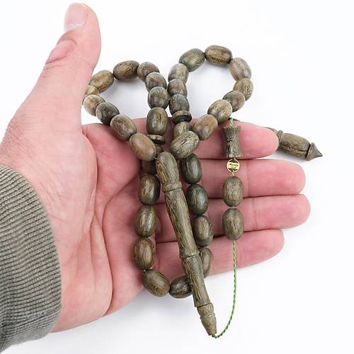 Yeil Plesenk Aac Beyzi Kesim 10x14mm Tesbih