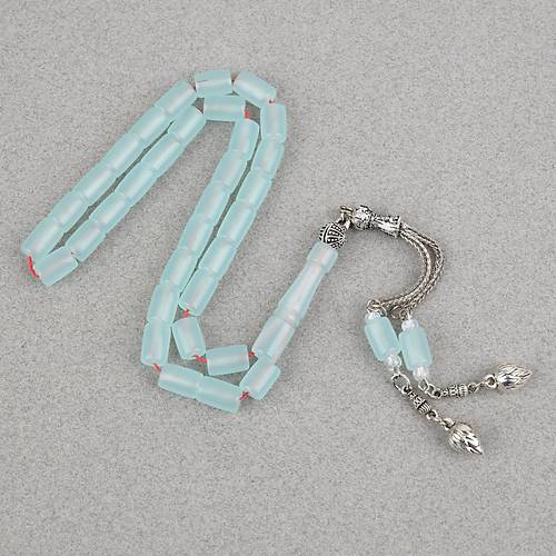 U�ak Cam� Alpaka P�sk�l Kesme Kesim 7x10.5mm Tesbih - Su Ye�ili