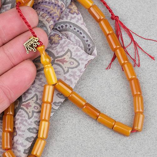 Omari S�kma Kehribar Yumu�ak Kesme Kesim Oturtma �mameli Sistemli 6x10.5mm Tesbih