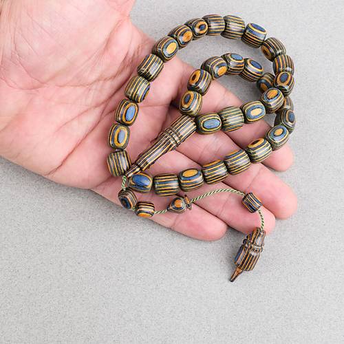 Kafur A�ac� Kaps�l Kesim 11x12mm Tesbih -Mavi Sar�