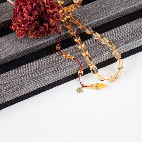 Ate Kehribar Beyzi Kesim 7x10mm Tesbih - effaf Uuk Sar