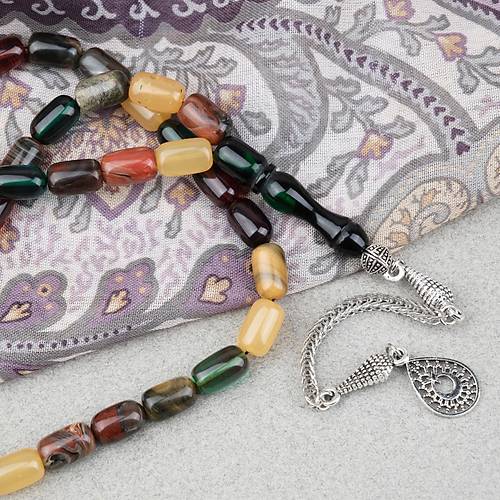 S�kma Kehribar Alpaka P�sk�ll� Kaps�l Kesim 7x11mm Tesbih- Bonibon