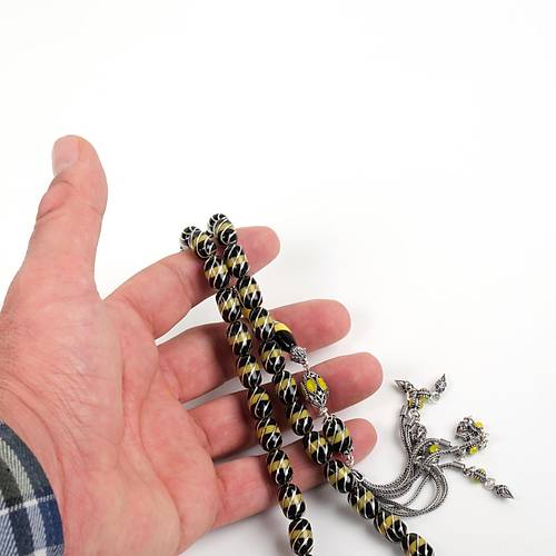 Erzurum Oltu 925Ayar Gm Pskl emiblbl Katalin leme Nakka mame Kapsl Kesim 7.5x12mm Tesbih
