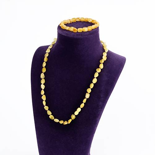 Rus Damla Kehribar Kolye(12.2�gr/55.5�cm) ve �Bileklik Seti (5.2�gr)