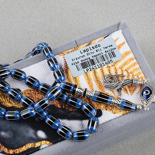 Erzurum Oltu 8 Yarma Katalin leme 925Ayar Gm Pskl, lemeli Nakka mame Kapsl Kesim 8x12mm Tesbih