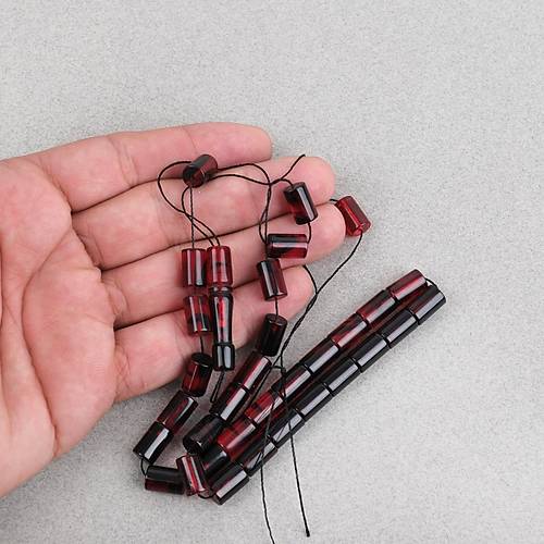 Ate� Kehribar Kesme Kesim 7x11mm Tesbih -Bordo