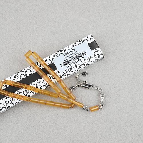 S�kma Kehribar Kesme Kesim Alpaka P�sk�ll� 6x10mm Tesbih