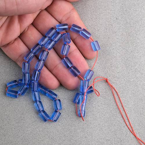 U�ak Cam� Kesme Kesim 7x10mm Tesbih P�sk�ls�z �effaf Mavi
