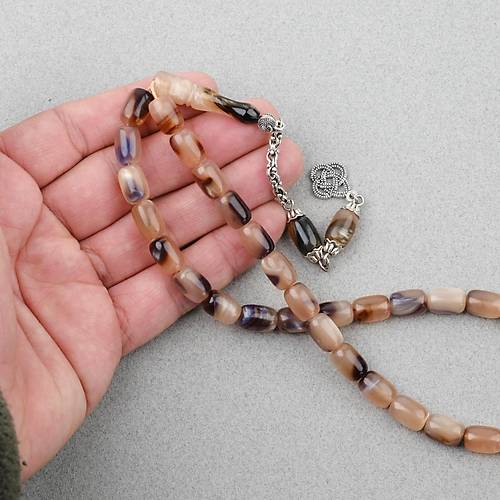 S�kma Kehribar Sedefli Alpaka P�sk�l Kaps�l Kesim 8x11.5mm Tesbih