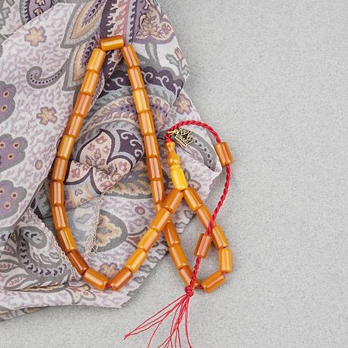 Omari S�kma Kehribar Yumu�ak Kesme Kesim Oturtma �mameli Sistemli 6x10.5mm Tesbih